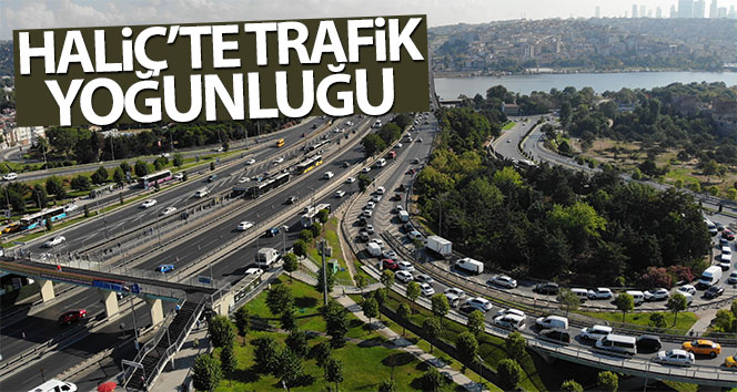 Haliç’te trafik yoğunluğu havadan görüntülendi